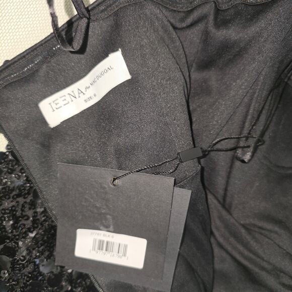 Ieena Mac Duggal Black Strapless Sequin Evening Gown With Bow Sz 6 NWT - Picture 9 of 10